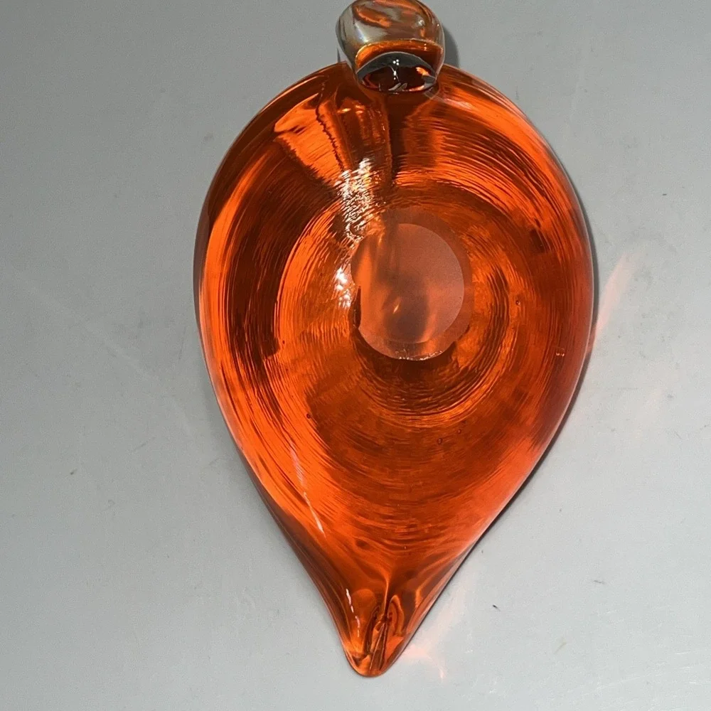 Vintage Mid Century Modern Orange Art Glass Bird Swan Candy Dish Bowl Decor Chip